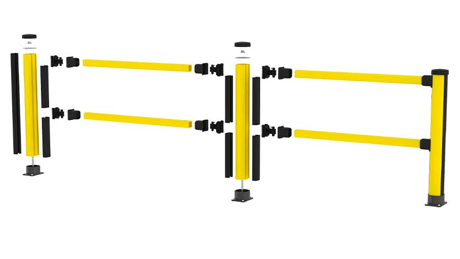 Black and yellow Essential Pedestrian with two rails exploded