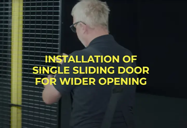 Single sliding door with aluminum rail – Ideal choice for truck aisles and high-bay warehouses  Single sliding door with aluminum rail – Ideal choice for truck aisles and high-bay warehouses