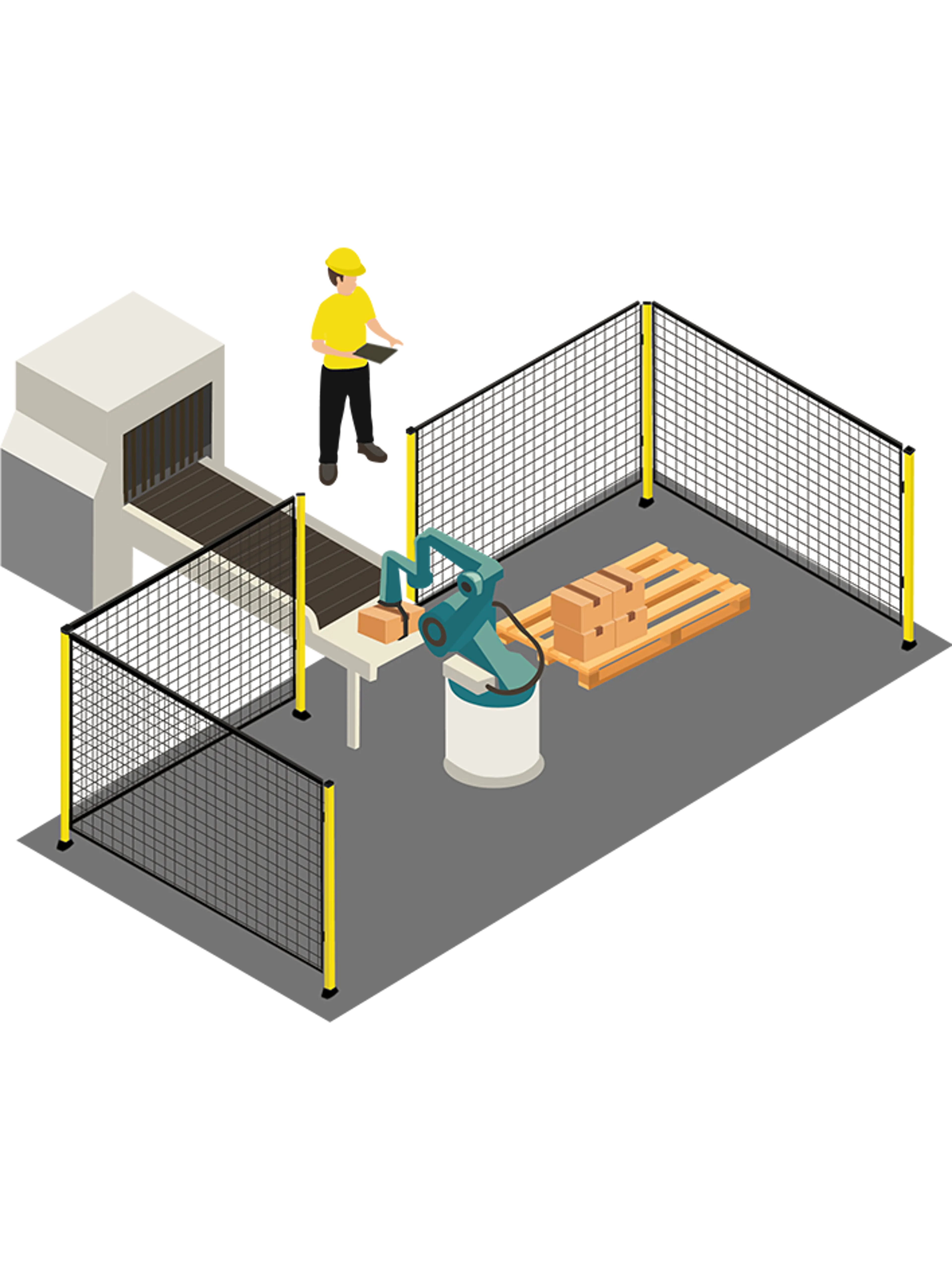 Collaborative robots are designed so they move at speeds and forces that do not hurt people upon contact/impact