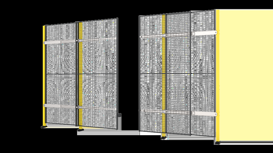 X-Guard安全柵 - センターロック付きレールなしスライドドア X-Guard安全柵 - センターロック付きレールなしスライドドア