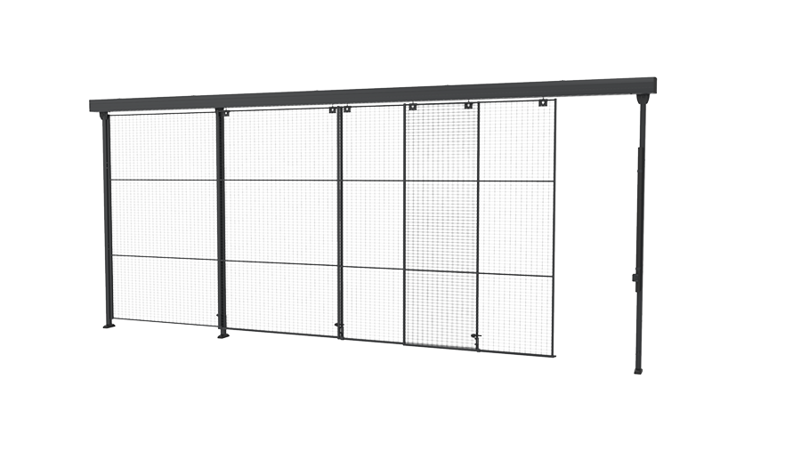 Triple sliding door with 3-step rail